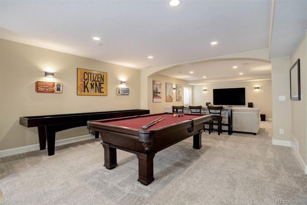 Billiard Table, Game Room, Interior, Recessed Lighting