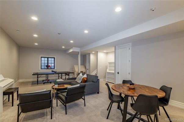 Dining room, Interior, Living room, Piano, Recessed Lighting