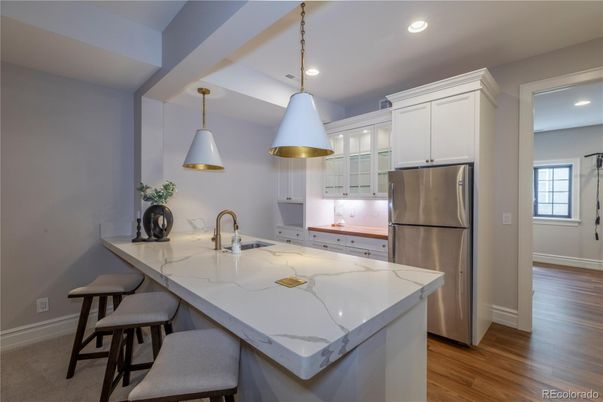 Interior, Kitchen, Pendant Lights, Recessed Lighting, Wood Texture Flooring