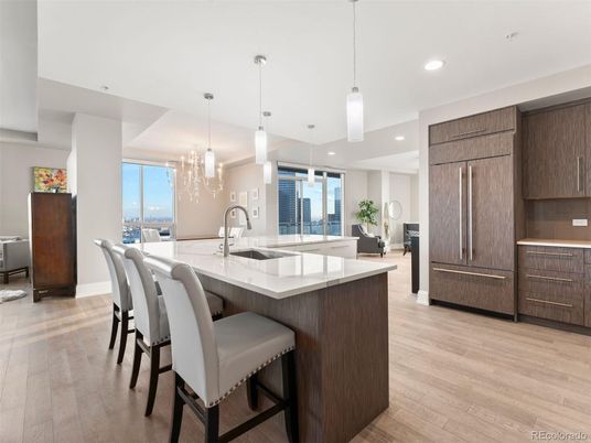 Interior, Kitchen, Pendant Lights, Recessed Lighting, Wood Texture Flooring