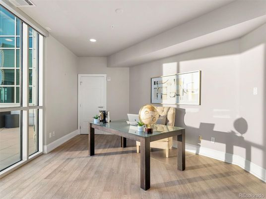 Home Office, Interior, Recessed Lighting, Wood Texture Flooring
