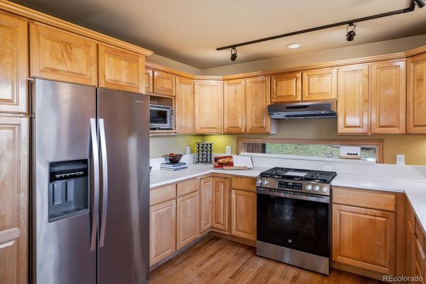 Interior, Kitchen, Stainless Steel Appliances, Wood Texture Flooring