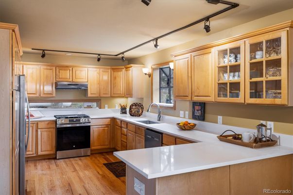Interior, Kitchen, Stainless Steel Appliances, Wood Texture Flooring