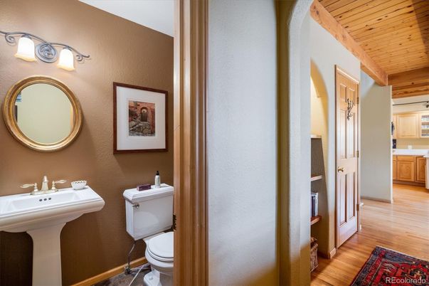 Bathroom, Interior, Wooden Ceilings, Wood Texture Flooring