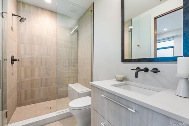 Bathroom, Glass Shower, Interior, Recessed Lighting