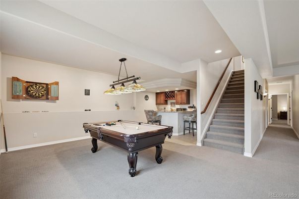 Billiard Table, Game Room, Interior, Pendant Lights, Recessed Lighting
