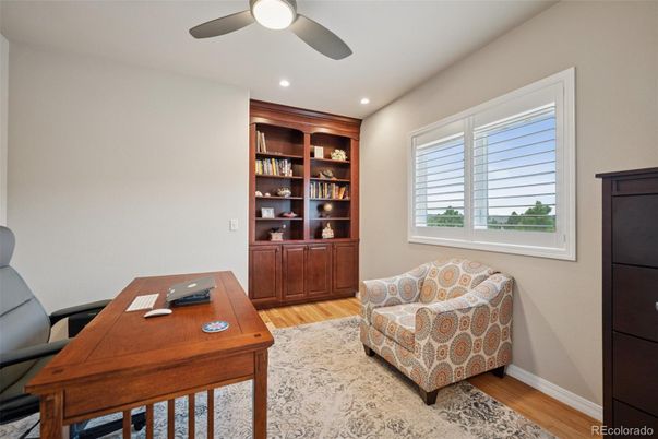 Home Office, Interior, Recessed Lighting, Wood Texture Flooring