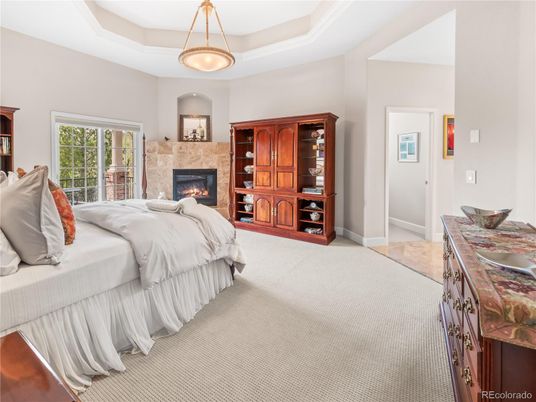 Bedroom, Fireplace, Interior, Pendant Lights