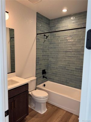 Bathroom, Interior, Recessed Lighting, Wood Texture Flooring