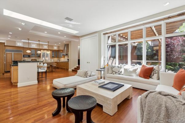 Interior, Kitchen, Living room, Pendant Lights, Recessed Lighting, Wood Texture Flooring