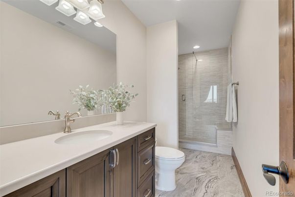 Bathroom, Glass Shower, Interior, Marble, Recessed Lighting