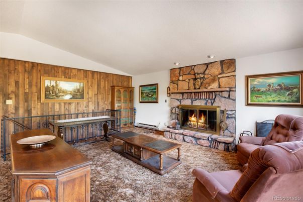 Fireplace, Interior, Living room, Stone Walls, Wooden Walls