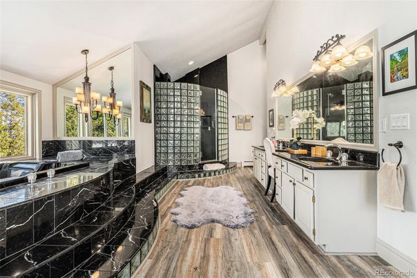 Bathroom, Chandelier, Interior, Kitchen, Wood Texture Flooring