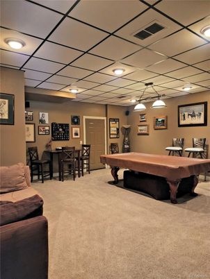 Billiard Table, Game Room, Interior, Pendant Lights
