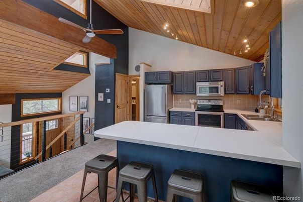 Interior, Kitchen, Recessed Lighting, Stainless Steel Appliances, Wooden Ceilings