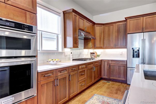 Interior, Kitchen, Stainless Steel Appliances, Wood Texture Flooring