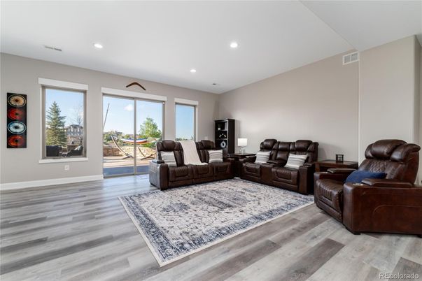 Interior, Living room, Recessed Lighting, Wood Texture Flooring