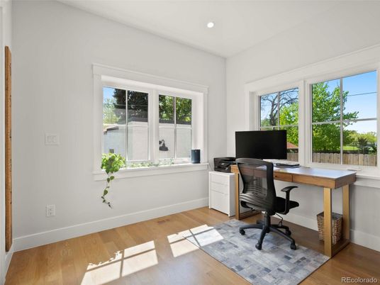 Home Office, Interior, Recessed Lighting, Wood Texture Flooring