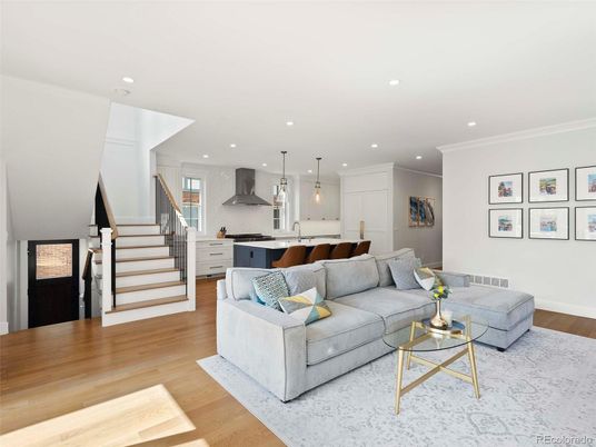 Interior, Kitchen, Living room, Pendant Lights, Recessed Lighting, Stainless Steel Appliances, Wood Texture Flooring