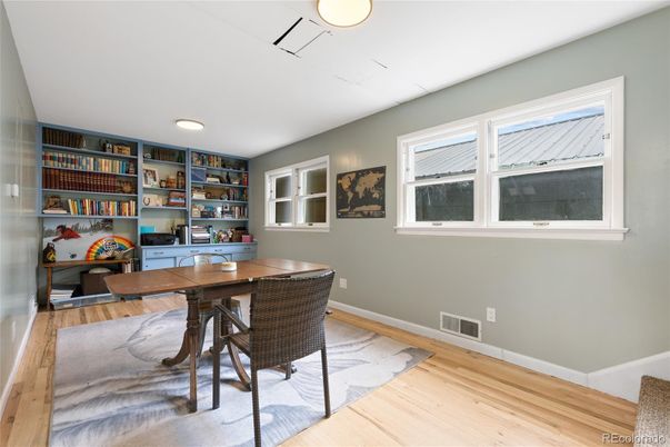 Home Office, Interior, Recessed Lighting, Wood Texture Flooring