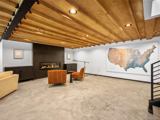 Fireplace, Interior, Living room, Recessed Lighting, Wooden Beams, Wooden Ceilings
