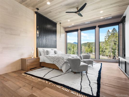Bedroom, Interior, Recessed Lighting, Wooden Ceilings, Wood Texture Flooring