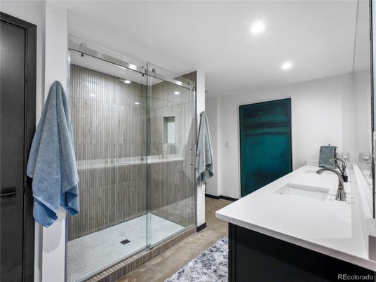 Bathroom, Glass Shower, Interior, Recessed Lighting