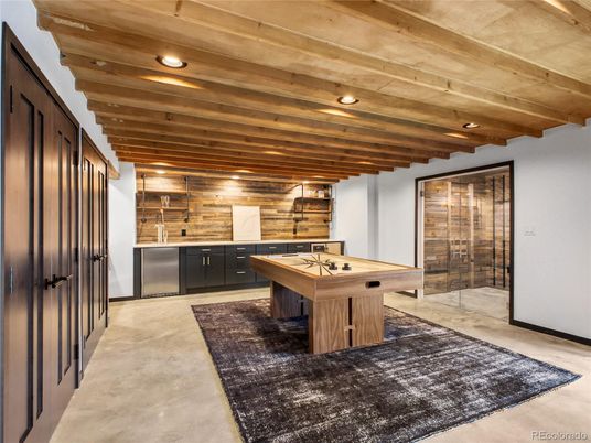Billiard Table, Game Room, Interior, Recessed Lighting, Wooden Beams, Wooden Ceilings