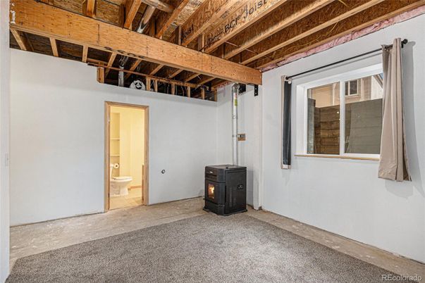 Bathroom, Empty room, Fireplace, Interior, Wooden Beams, Wooden Ceilings
