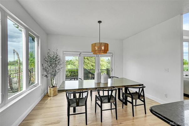 Chandelier, Dining room, Interior, Pendant Lights, Wood Texture Flooring