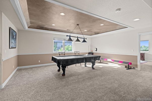 Billiard Table, Game Room, Interior, Pendant Lights, Recessed Lighting