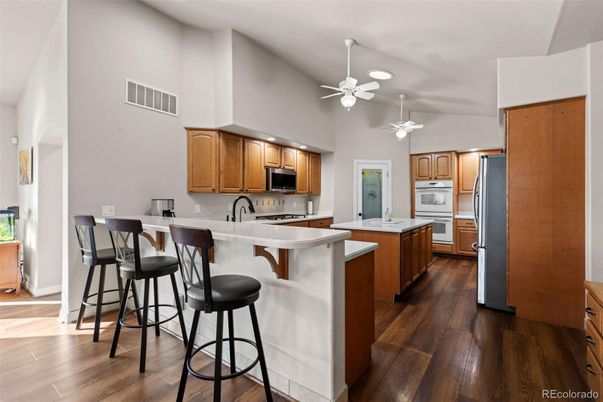 Interior, Kitchen, Recessed Lighting, Wood Texture Flooring