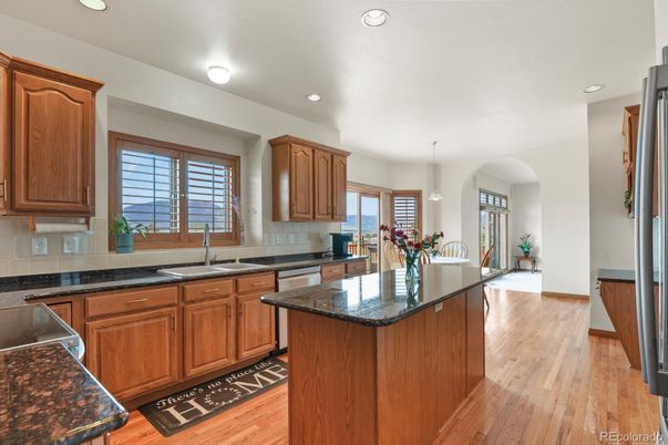 Interior, Kitchen, Pendant Lights, Recessed Lighting, Wood Texture Flooring