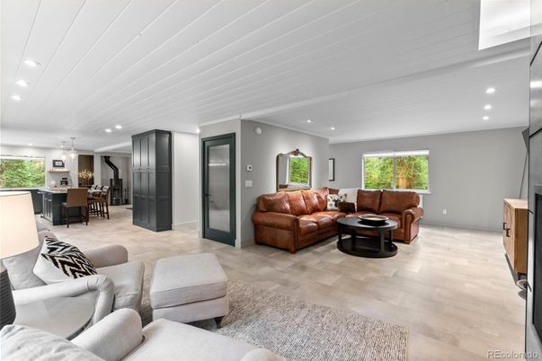 Dining room, Interior, Kitchen, Living room, Pendant Lights, Recessed Lighting, Wood Texture Flooring