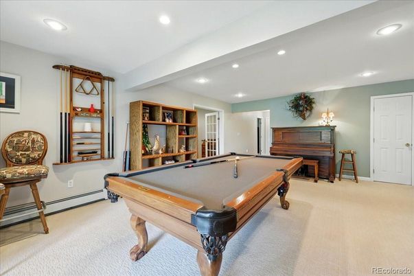 Billiard Table, Game Room, Interior, Piano, Recessed Lighting