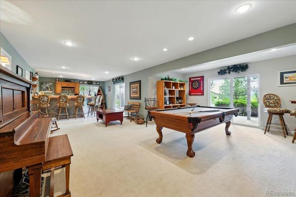 Billiard Table, Game Room, Interior, Piano, Recessed Lighting