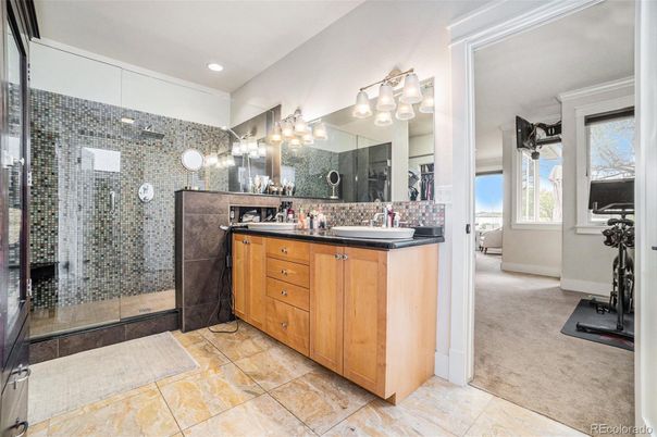 Bathroom, Dual Sink Vanities, Glass Shower, Interior, Recessed Lighting