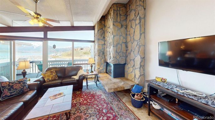 Fireplace, Interior, Living room, Stone Walls, Water