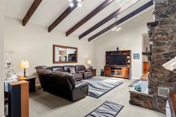 Fireplace, Interior, Living room, Stone Walls, Wooden Beams