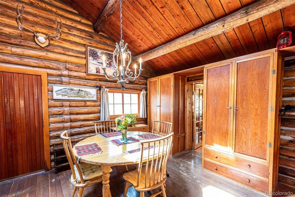 Chandelier, Dining room, Interior, Wooden Beams, Wooden Ceilings, Wood Texture Flooring, Wooden Walls