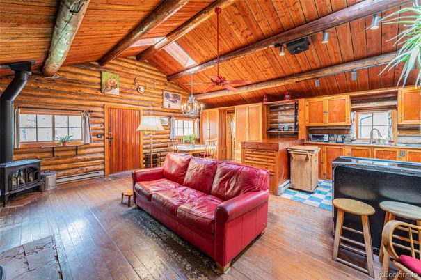Chandelier, Interior, Kitchen, Living room, Pendant Lights, Wooden Beams, Wooden Ceilings, Wood Texture Flooring, Wooden Walls