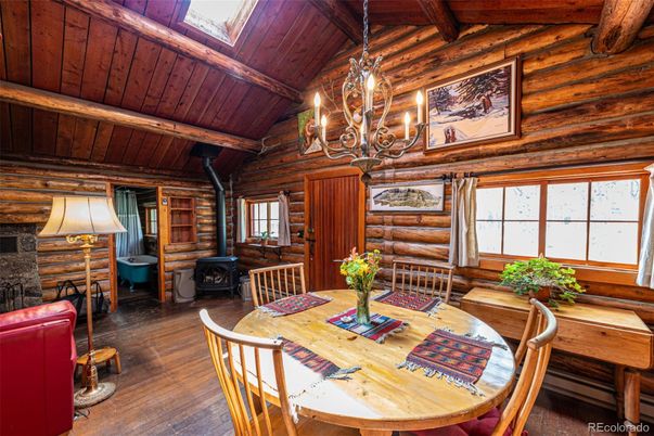 Chandelier, Dining room, Interior, Wooden Beams, Wooden Ceilings, Wood Texture Flooring, Wooden Walls
