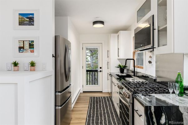 Interior, Kitchen, Stainless Steel Appliances, Wood Texture Flooring