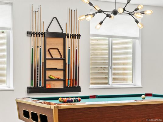 Billiard Table, Game Room, Interior, Pendant Lights