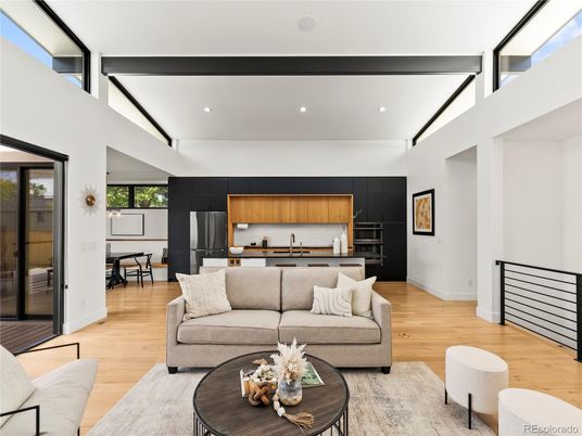 Interior, Kitchen, Living room, Recessed Lighting, Wood Texture Flooring