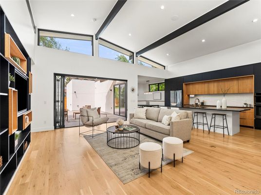 Interior, Kitchen, Living room, Recessed Lighting, Wood Texture Flooring