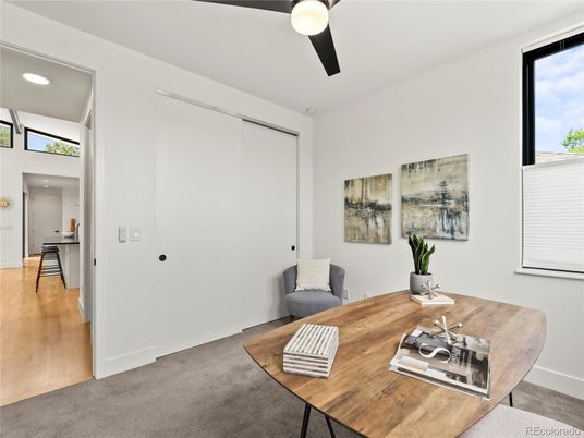 Home Office, Interior, Recessed Lighting, Wood Texture Flooring