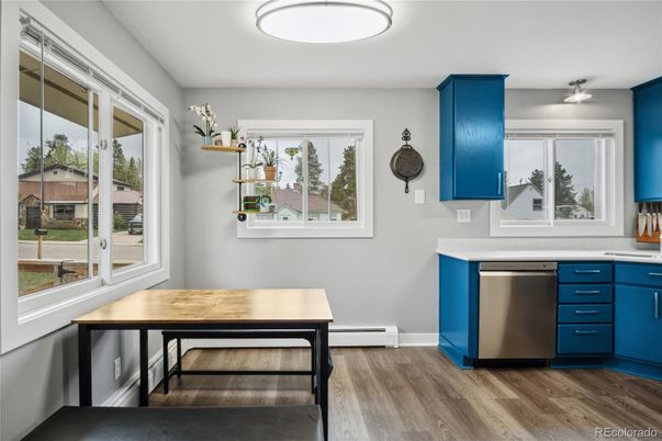 Interior, Kitchen, Stainless Steel Appliances, Wood Texture Flooring
