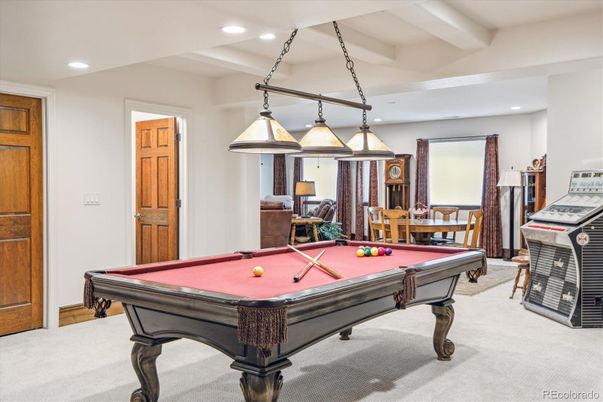 Billiard Table, Game Room, Interior, Pendant Lights, Recessed Lighting