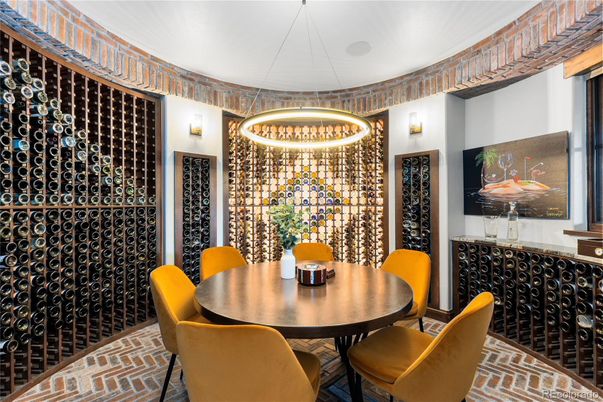Dining room, Interior, Pendant Lights, Wine Storage